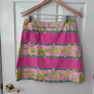 Rare Lilly Pulitzer Vintage Jungle Parade‎ Mini Skirt W/ Heart Front Pocket Sz 4
